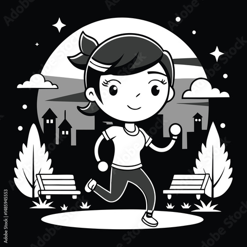 little girl in a night exercise