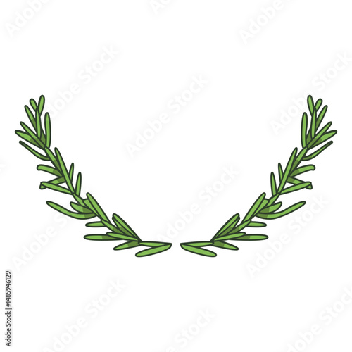 Ornamental crown of green leaves color stroke