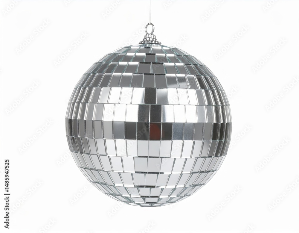 Fototapeta premium Silver disco ball over white background