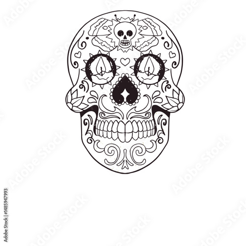 Day of the dead calaca skull filled stroke