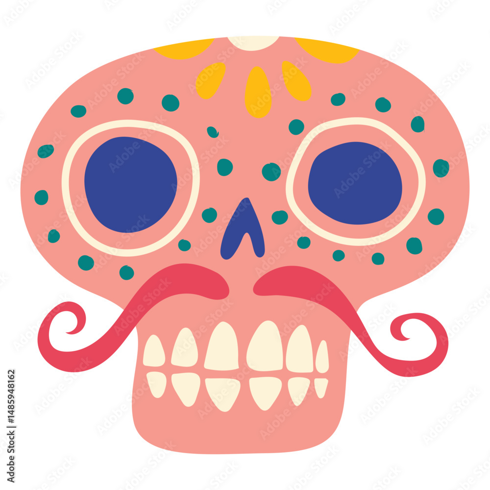 Day of the dead pink calaca skull flat Day of the dead pink calaca skull flat