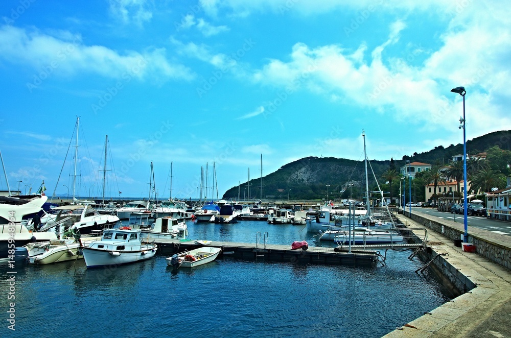 Fototapeta premium Italy - view on the port in town Cavo on the island of Elba