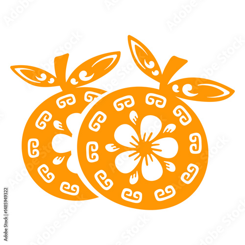 Chinese cut out deco oranges