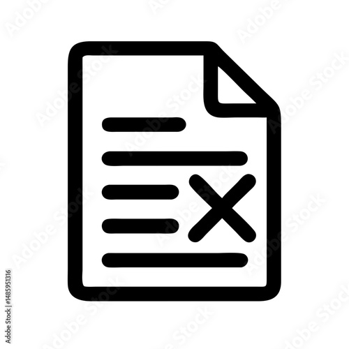 document with x cancel icon silhouette on transparent background for web and graphic design