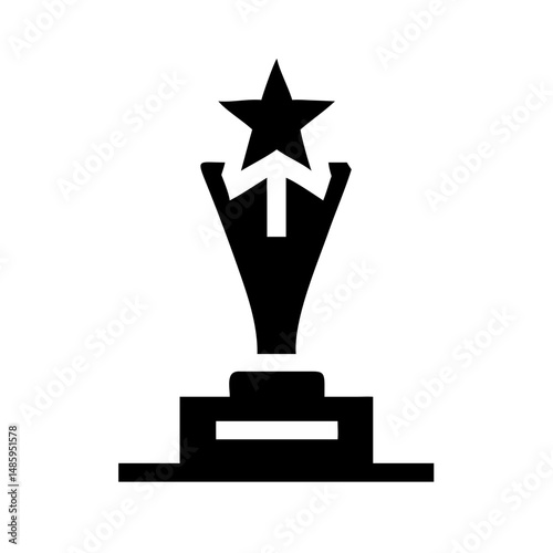 trophy cup with a central star minimal style silhouette on transparent background for web and graphic design