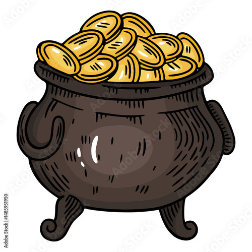 Pot with gold coins