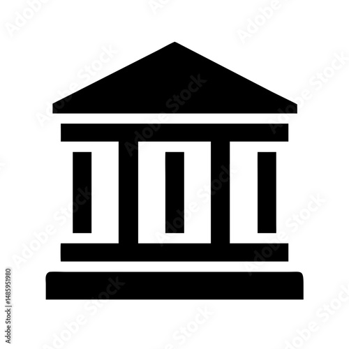bank building icon silhouette on transparent background for web and graphic design