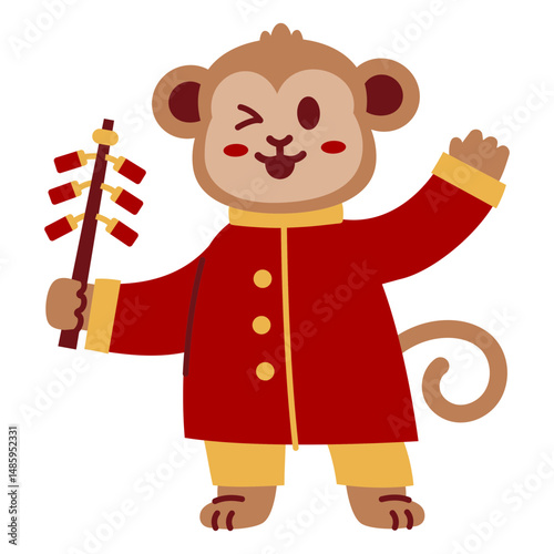 Chinese new year monkey wink
