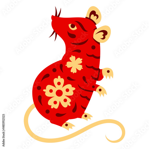 Chinese zodiac year of the rat red and yellow