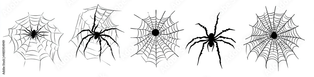 Obraz premium Four spider web silhouettes