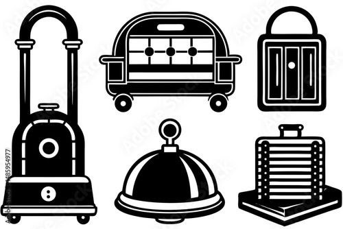 Vintage Black and White Icons of Retro Items