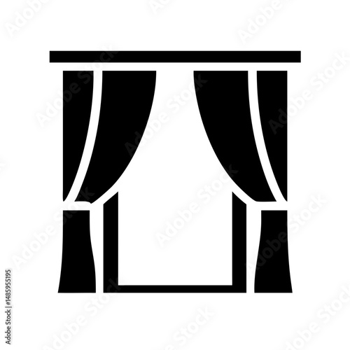 curtain window icon silhouette on transparent background for web and graphic design