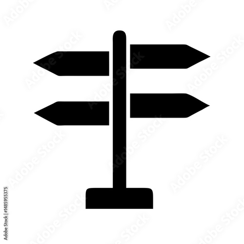 direction signpost icon silhouette on transparent background for web and graphic design