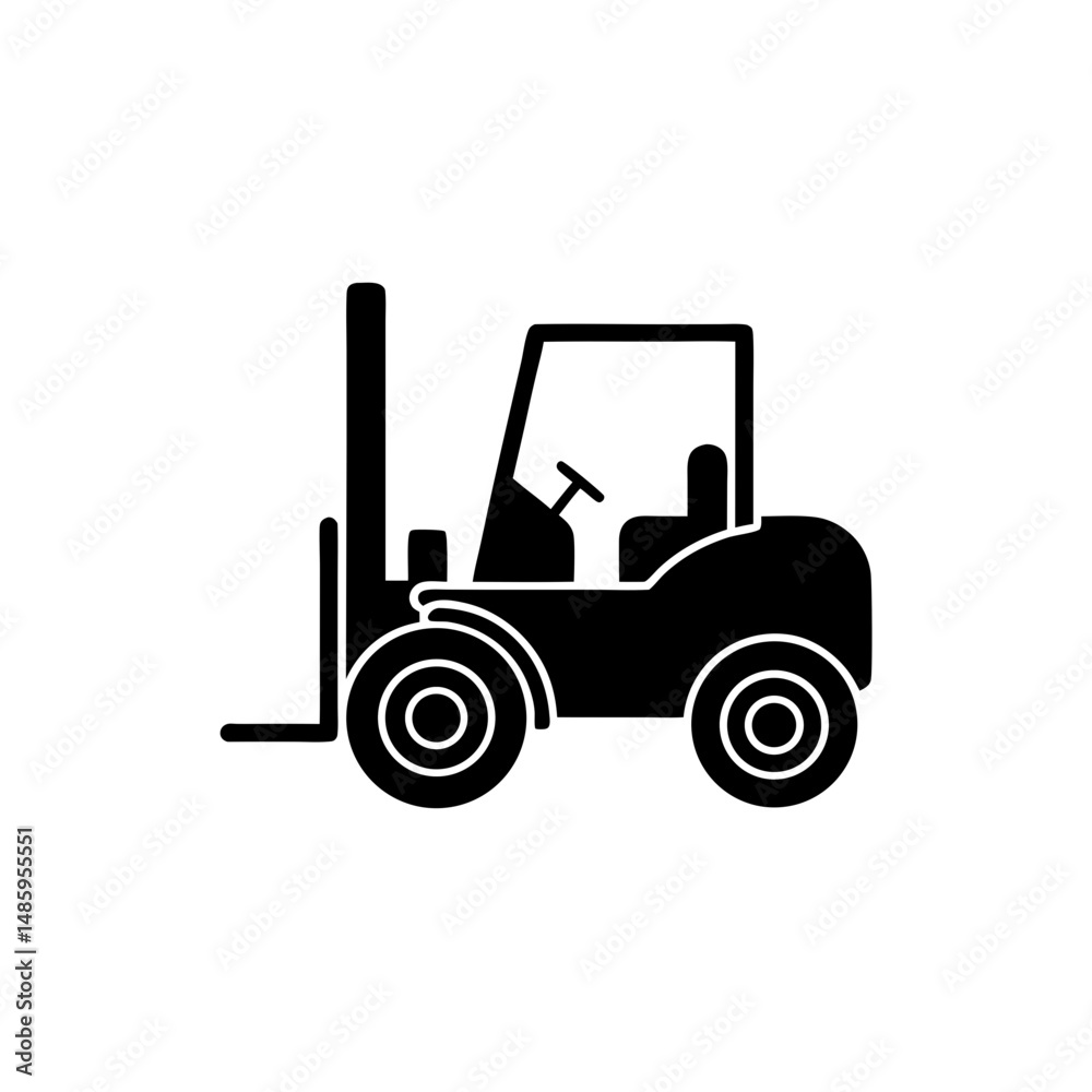 Naklejka premium creative details Outline silhouette forklift truck icon vector illustration