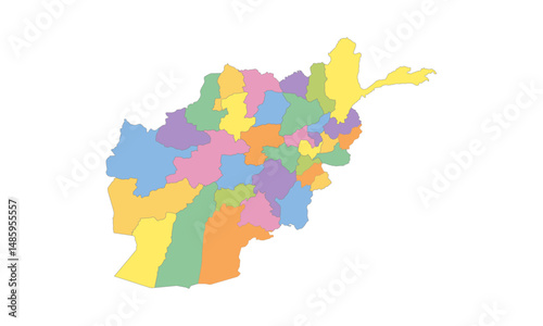 Multicolor Map of Afghanistan with Provinces