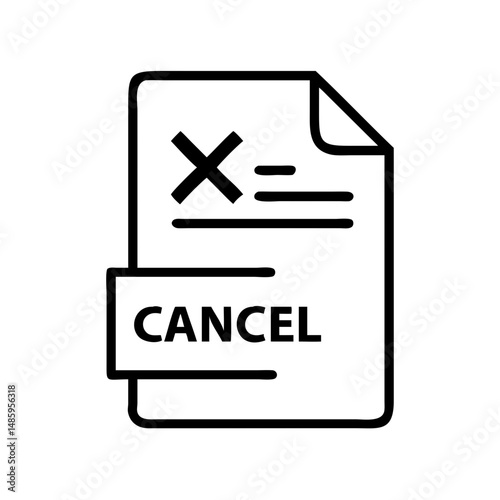 document with x cancel icon on transparent background for web and graphic design