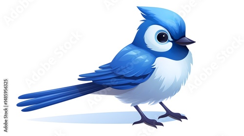 Blue Tit Bird Cartoon Vector Illustration - Detailed Nature Wildlife Drawing