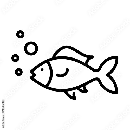 fish with bubbles icon on transparent background for web and graphic design