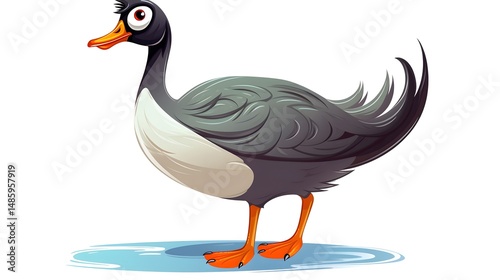 Adorable Duck with Ducklings - Vector Illustration Cartoon Image