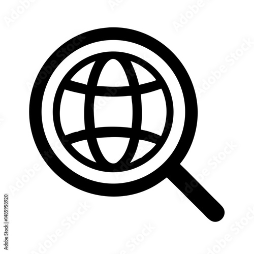globe search icon silhouette on transparent background for web and graphic design