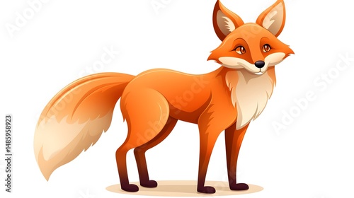 Adorable Fox Cartoon Vector Illustration Isolated on White Background