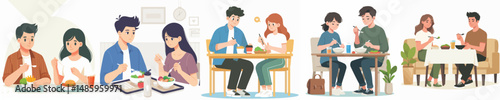 vector of a couple eating together