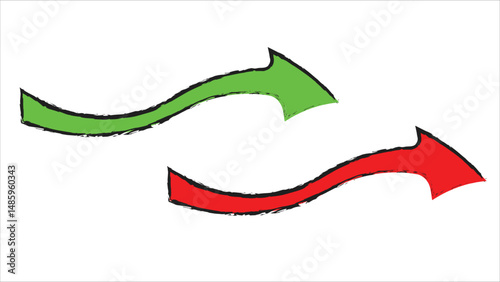 Two red and green arrows on a white background