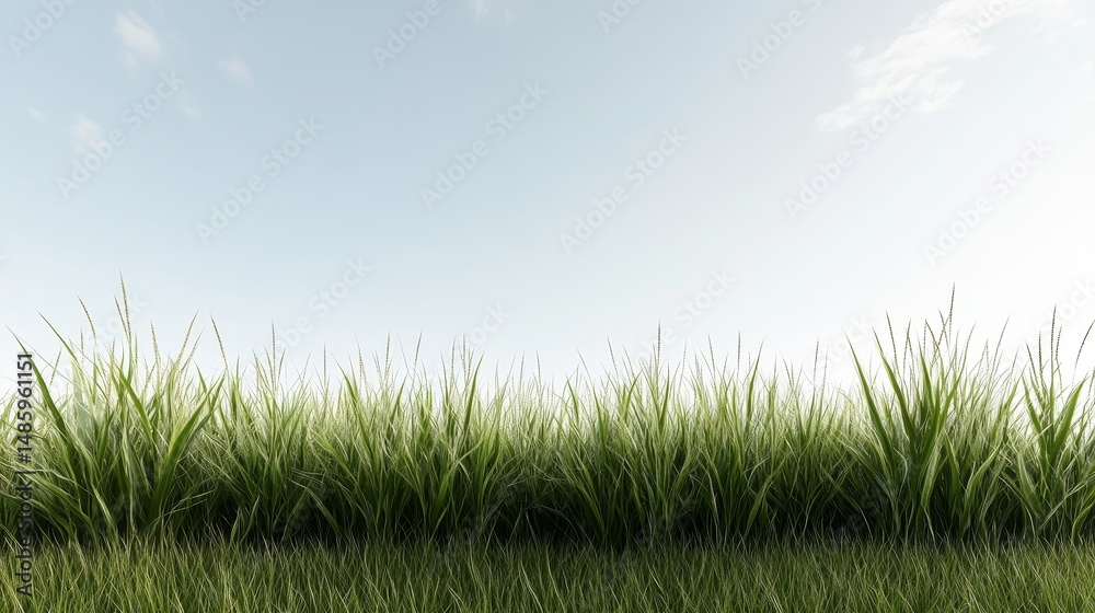 Fototapeta premium Agriculture action in a farm field under a clear sky capturing the essence of plant growth and nature's beauty