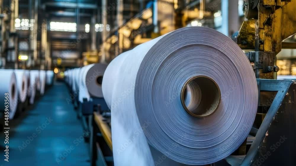 Paper rolls processing in modern industrial printing house