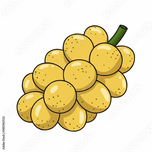 Langsat fruits with yellow skin and small green specks arranged in a cluster