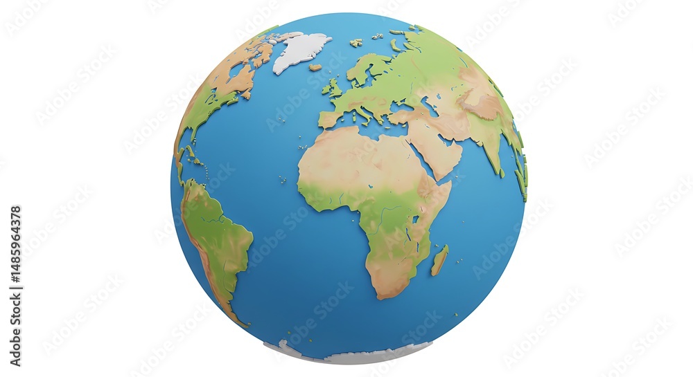 Naklejka premium 3D Isometric Globe – White Background