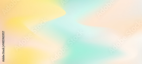 Abstract light wavy yellow, teal and orange fluid striped mesh gradient background. Vibrant white, peach and cyan colors liquid digital watercolor illustration for summer concept, banner design