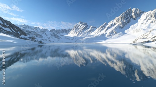 Glacial lake and snowcapped mountains