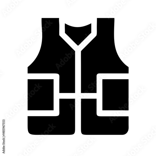 life vest icon silhouette on transparent background for web and graphic design