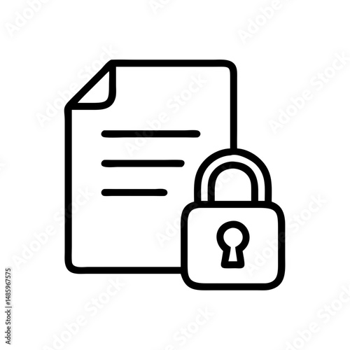 locked document icon on transparent background for web and graphic design
