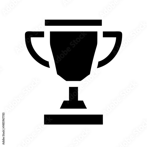 minimalistic trophy icon with flat handles silhouette on transparent background for web and graphic design