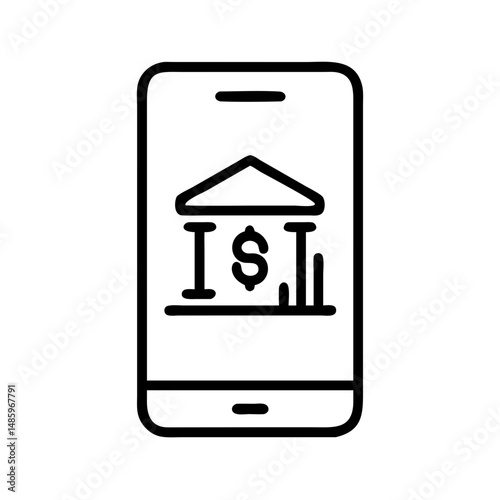 mobile banking icon on transparent background for web and graphic design