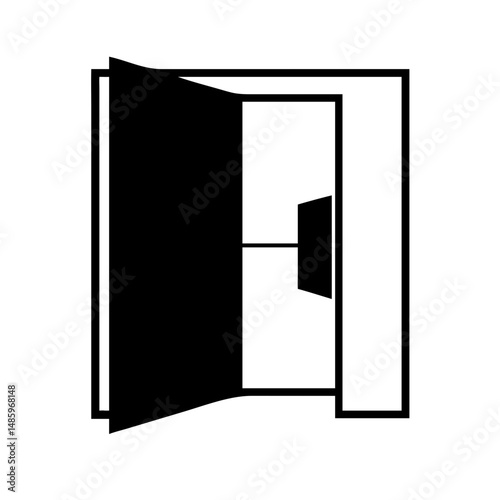 open door icon silhouette on transparent background for web and graphic design