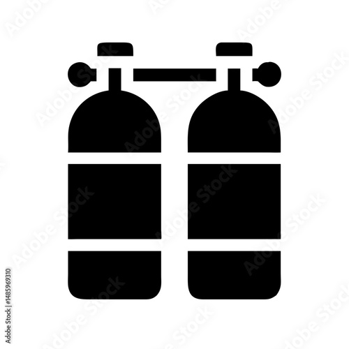 scuba tanks icon silhouette on transparent background for web and graphic design