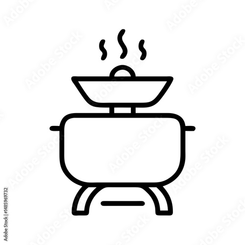 stove with pot icon on transparent background for web and graphic design