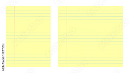 Templates 2 legal yellow paper. vertical and horizontal Yellow legal pad background with lined paper. Blank notepad sheet, ruled notebook design. Vector EPS10