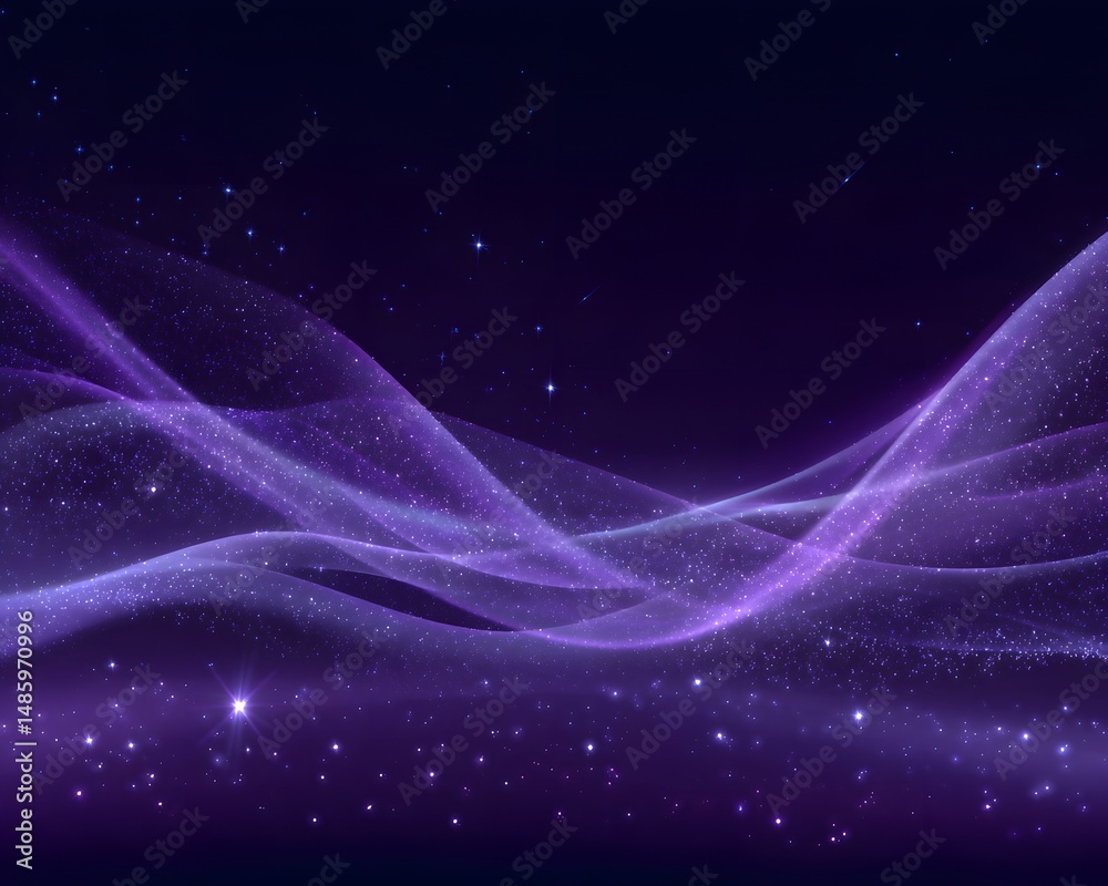 Fototapeta premium Abstract Purple Glowing Particle Waves Background
