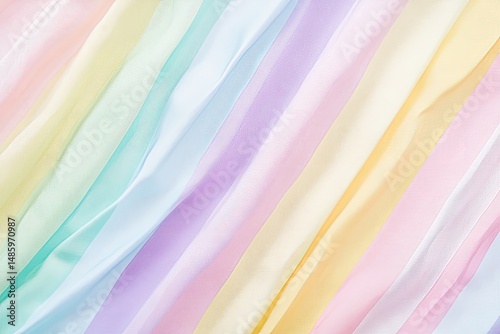 Pastel rainbow fabric draped in diagonal stripes