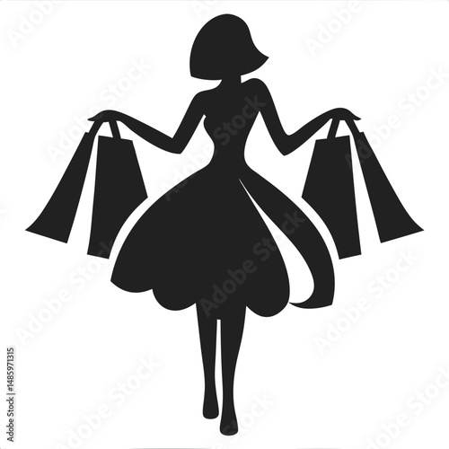 Classy Female Shopper Black Vector Illustration