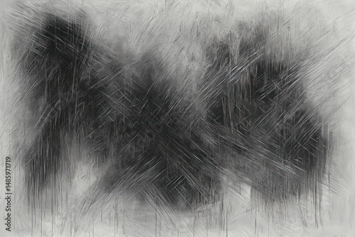 abstract chaotic black and gray smudges and scratches covering a light gray textured background evoking a sense of turmoil and unrest