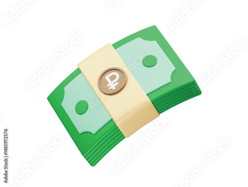 Russian Ruble 3D Icon rendering illustration. Ruble currency icon 3d