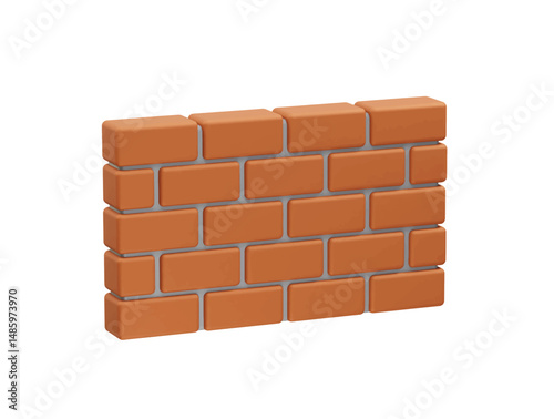 Fototapeta Naklejka Na Ścianę i Meble -  Brick Wall icon 3d rendering illustration