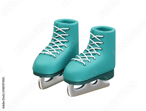 ice skates with white laces icon illustration 3d