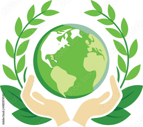 Hands cradle a green Earth globe, a symbol of global environmental conservation and our planet's delicate ecology
