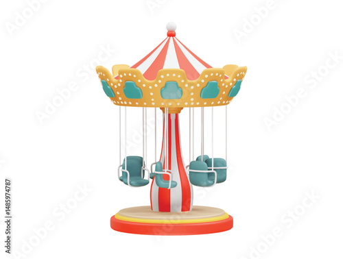 Carousel fun fair Icon 3D Illustration rendering